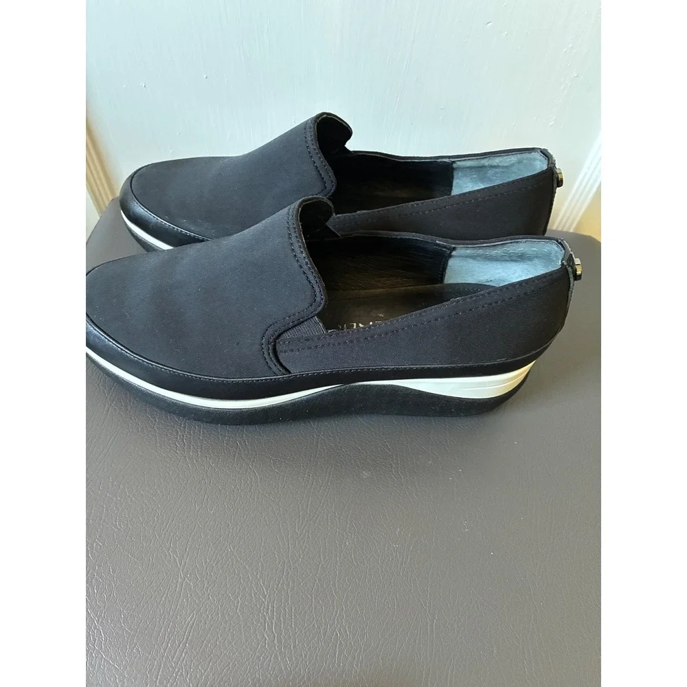 Donald Pliner Lizzee Black Stretch Fabric Platform Slip On Sneakers Womens 7M